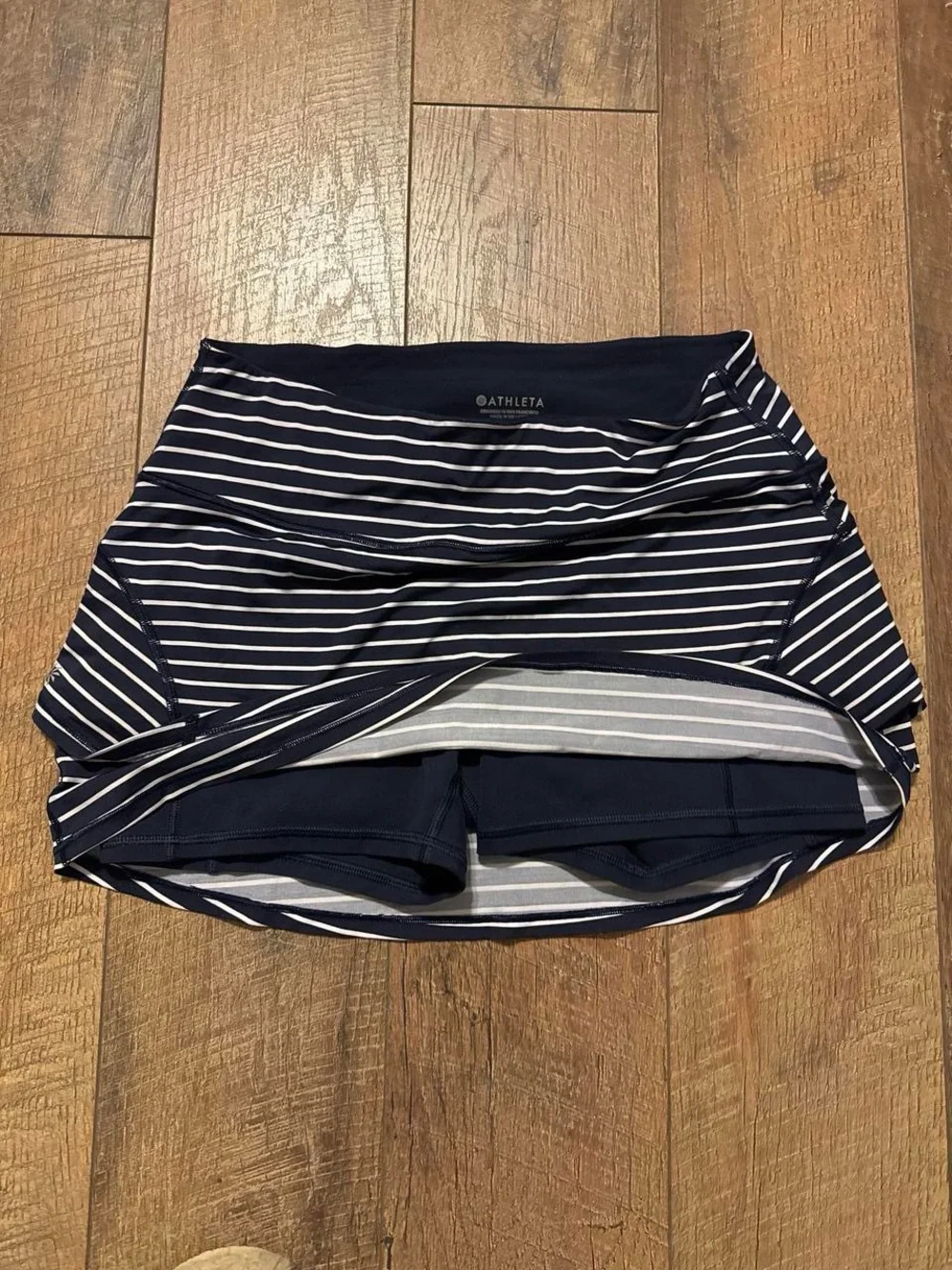 Athleta Navy and White Striped Skort